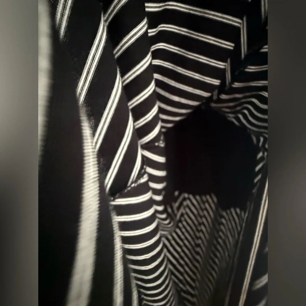 White House Black Market WHBM Black & White Striped Tie Front or Back Maxi Dress - Picture 11 of 12